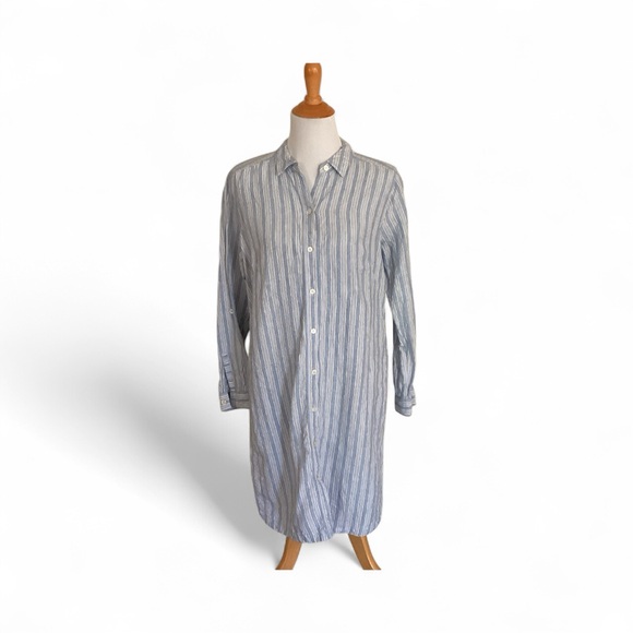 J. Jill Dresses & Skirts - J. Jill Linen Striped Roll Sleeve Shirtdress Misses size M